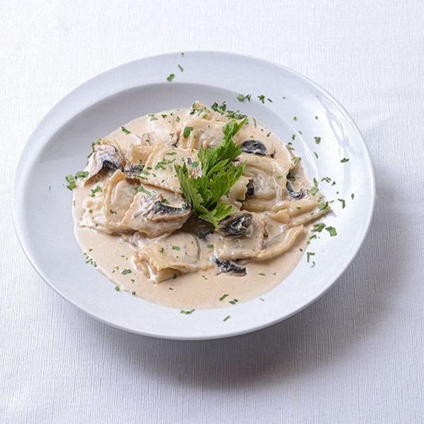 Ravioli con Nata y Champiñones